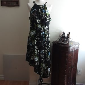 Le Chateau Floral Knit Asymmetrical Midi Dress XXL